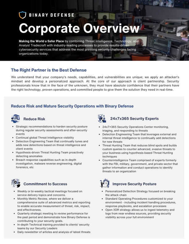 Corporate Overview Datasheet (Cover)